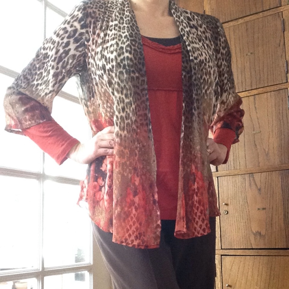 Open flowy leopard blouse